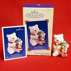 Hallmark Two Sweet Snowball and Tuxedo 2005 Christmas Ornament Bear Penguin